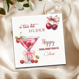 Chic A Tini Bit Older Cherry Martini 50th Birthday Napkin