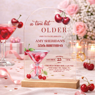 Chic A Tini Bit Older Cherry Martini 55th Birthday Acrylic Invitations