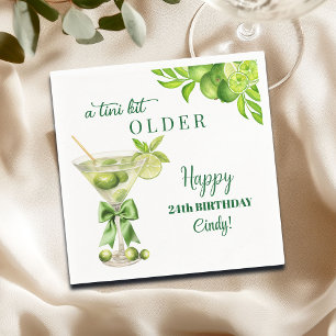 Chic A Tini Bit Older Lime Martini 24th Birthday Napkin