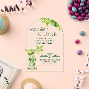 Chic A Tini Bit Older Lime Martini 46th Birthday Acrylic Invitations