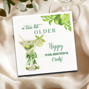 Chic A Tini Bit Older Lime Martini 94th Birthday Napkin