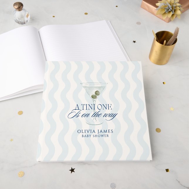 Chic a tini one boy baby shower guest book (Front Open)