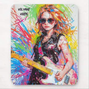 Chic Abstract anime female rock guitarist Mouse Mat