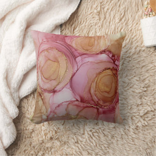 Chic Abstract Floral Rose Brown Beige Cushion