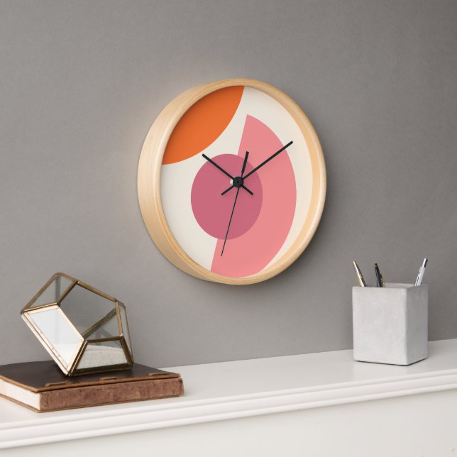 Chic Abstract Geometric Circles Mosaic Art Pattern Clock (Office)