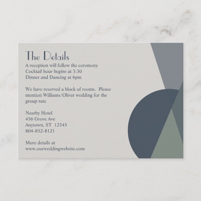 Chic Abstract Geometric Sage Navy Dusty Blue  Enclosure Card (Front)