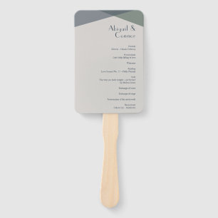 Chic Abstract Geometric Sage Navy Dusty Blue Prog Hand Fan