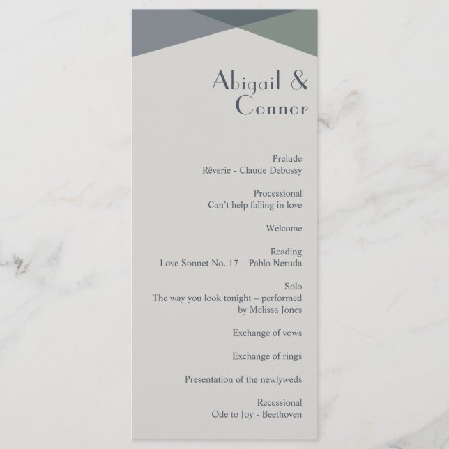 Chic Abstract Geometric Sage Navy Dusty Blue  Programme (Front)