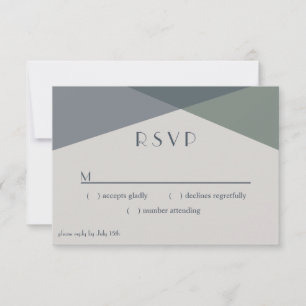 Chic Abstract Geometric Sage Navy Dusty Blue RSVP Card