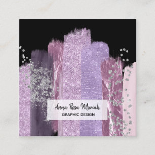 *~* Chic Abstract Girly Glitter Feminine Exciting Square Business Card