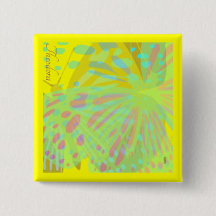 Chic Abstract Gold Butterfly Yellow Violet 15 Cm Square Badge