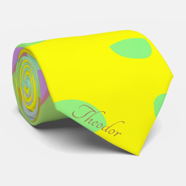 Chic Abstract Gold Butterfly Yellow Violet Pattern Tie (Rolled)