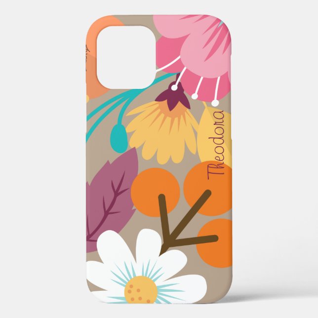 Chic Abstract Gold Leaf Colourful Flower Case-Mate iPhone Case (Back)