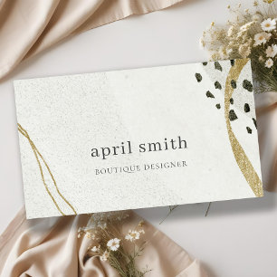 Chic Abstract Ivory Gold Black Grey Stone Texture Business Card