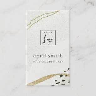 Chic Abstract Ivory Gold Black Grey Stone Texture Business Card