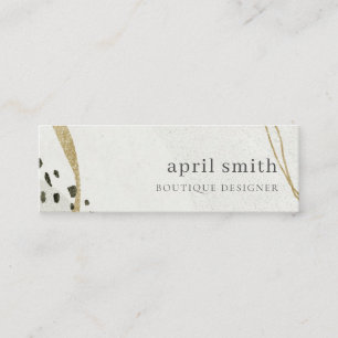 Chic Abstract Ivory Gold Black Grey Stone Texture Mini Business Card