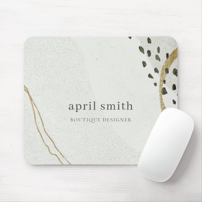 Chic Abstract Ivory Gold Black Grey Stone Texture  Mouse Mat (With Mouse)