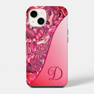 Chic Abstract Magenta Red Pink Colours Monogram iPhone 14 Case