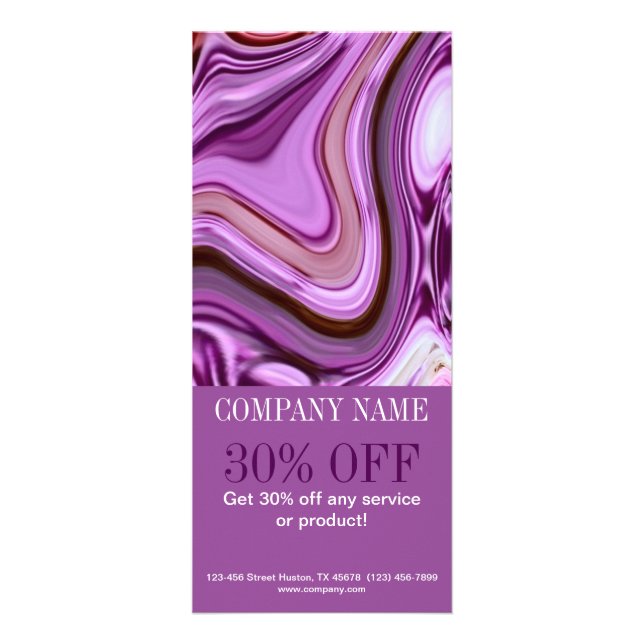 chic abstract Metallic Purple Swirls beauty salon Rack Card (Front)