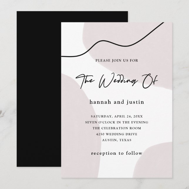 Chic Abstract Neutral | Modern Watercolor Wedding Invitation (Front/Back)