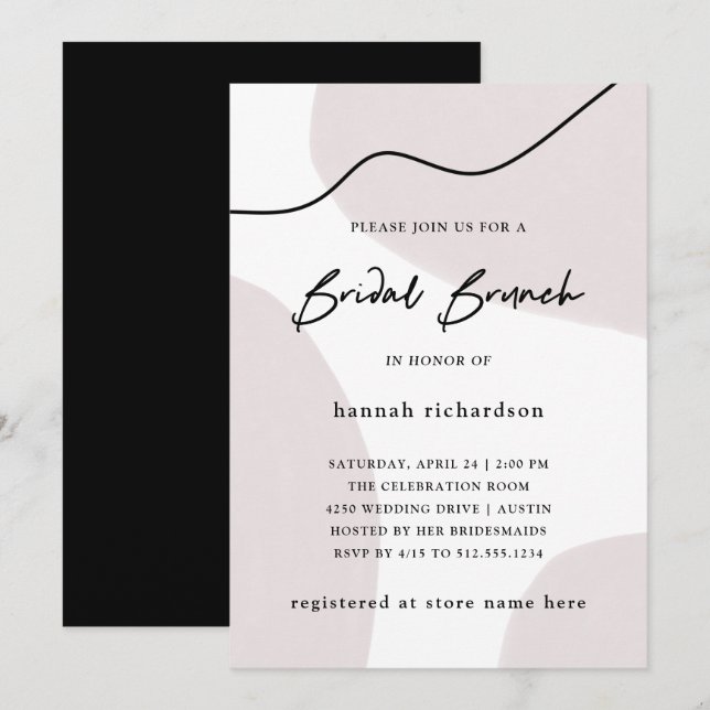 Chic Abstract Neutral | Watercolor Bridal Brunch Invitation (Front/Back)