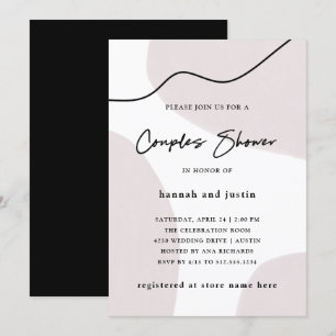 Chic Abstract Neutral Watercolor Couples Shower Invitation