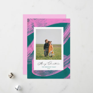 Chic Abstract Paint Christmas Holiday Photo Card