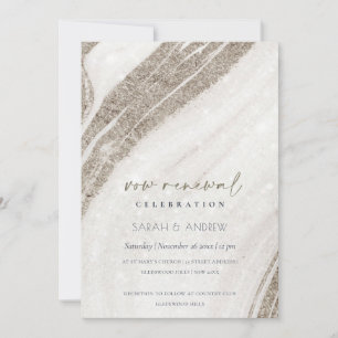 Chic Abstract Pale Gold Marble Agate Vow Renewal Invitation