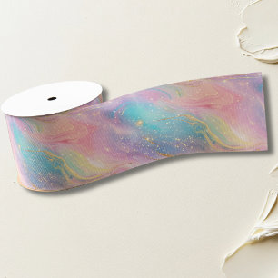 Chic Abstract Pastel Glitter Color Pattern Grosgrain Ribbon