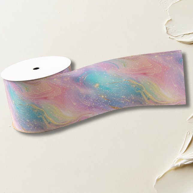 Chic Abstract Pastel Glitter Color Pattern Grosgrain Ribbon (Creator Uploaded)