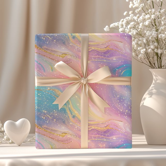 Chic Abstract Pastel Glitter Colour Pattern Wrapping Paper (Creator Uploaded)