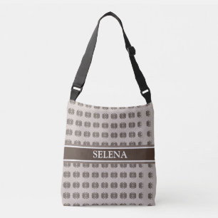 Chic abstract pattern in brown & beige crossbody bag