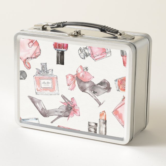 Chic Accents | Watercolor Fashion Metal Lunch Box (Front)