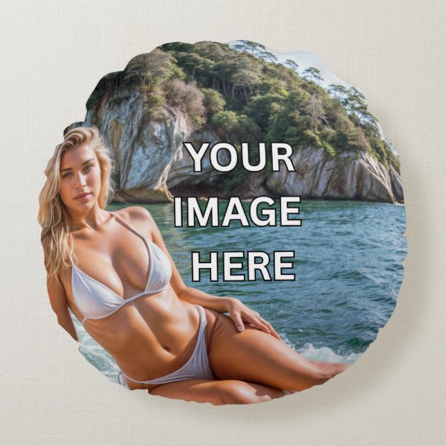 CHIC! 🌀 Add Image or Text Round Pillow (Front)