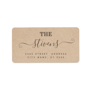 Chic adorable script minimalist cardboard family label
