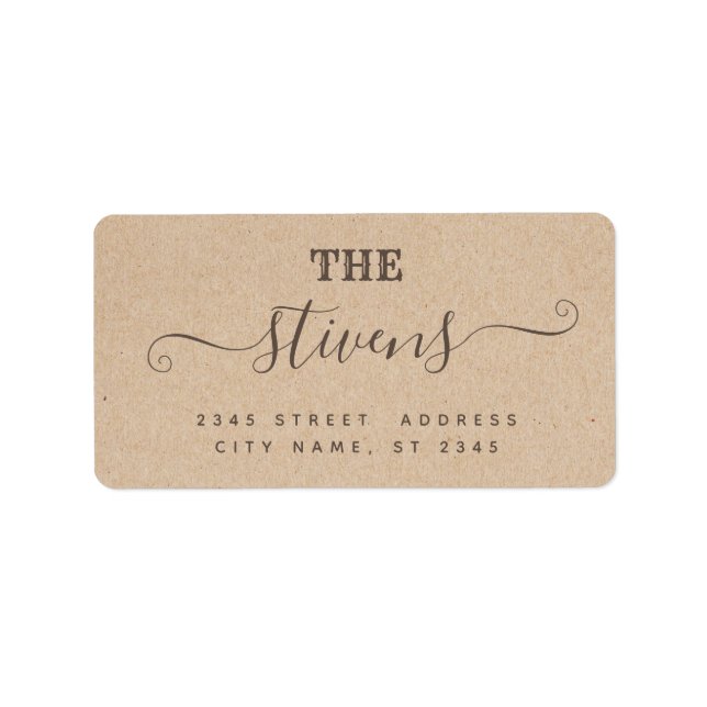 Chic adorable script minimalist cardboard family label (Front)