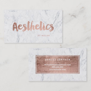 Chic aesthetics modern rose gold typography marble business card