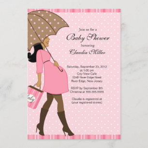 Chic African American Pregnant Mum Baby Shower Invitation
