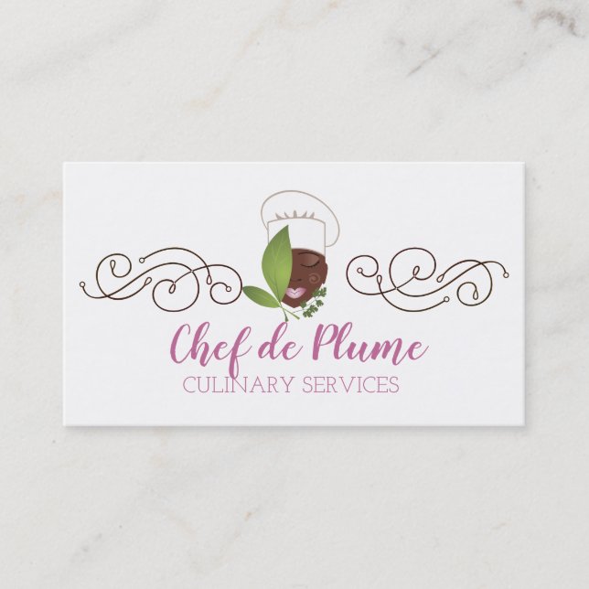 chic African American woman chef business card (Front)