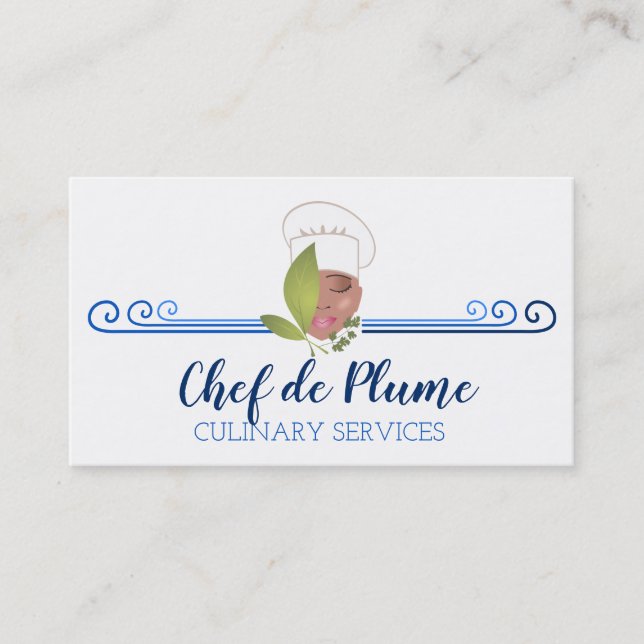 Chic African American woman chef business card (Front)