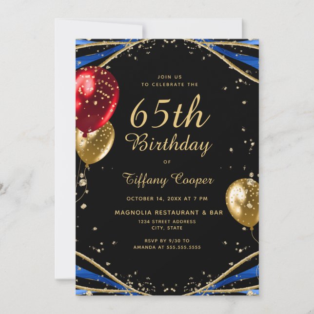Chic Agate 65th Birthday Invitation (Front)