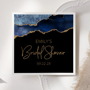 Chic Agate Geode Navy Blue Gold Bridal Shower Napkin
