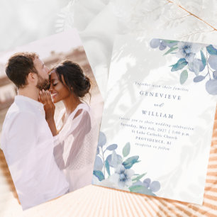 Chic Airy Blue Floral Bouquet Photo Wedding