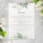 Chic airy greenery eucalyptus leaf gold wedding enclosure card<br><div class="desc">Designed to coordinate with our "Airy Eucalyptus and Gold Elegant Wedding" collection, this modern and classy wedding enclosure card is fully personalizable with all your wedding details, such as reception and accommodation, or any other needed information (transportation, gift registry... ) in grey elegant fonts, and features a stylish botanical illustration...</div>