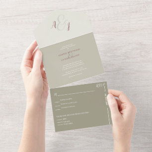 Chic Alabaster Wedding All In One Invitation