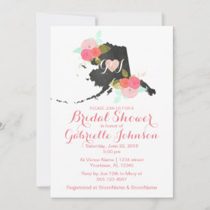 Chic Alaska State Floral Bridal Shower Invitation