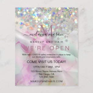 Chic Alcohol Ink Makeup Artist Holographic Glitter Flyer