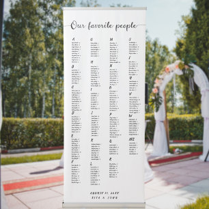 Chic Alphabetical Wedding Large Seating Chart Retractable Banner