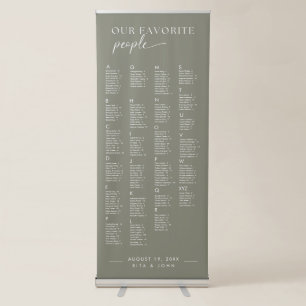 Chic Alphabetical Wedding Large Seating Chart Retractable Banner