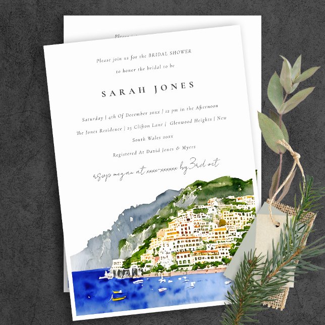 Chic Amalfi Coast Italy Landscape Bridal Shower Invitation (Creator Uploaded)